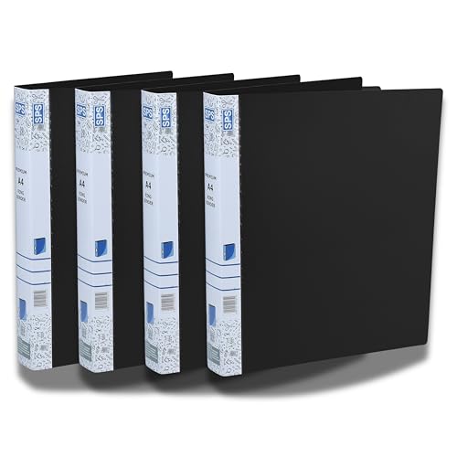 SPS A4 Size 2D Ring Binder File, Office File for Certificates and Documents | for Office and School Documentation, Black - Pack of 4 - Image 1