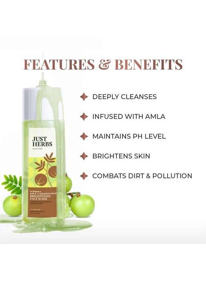 Just Herbs Skinrejuvenating Ayurvedic Face Wash Cleanser Powered With Vitamin C Amla & Liquorice Root For Skin Hydration Hyperpigmentation & Maintains Ph Level 100 Ml  - Image 3