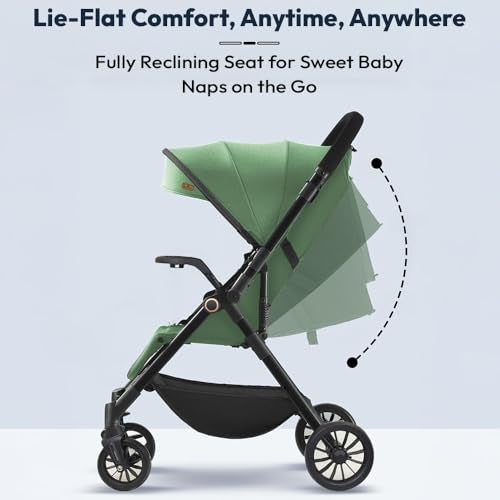 StarAndDaisy Stroller for Baby Boy Girl 0 to 5 Years/Foldable Baby Stroller Light Weight with Multi-Level Seat Recline, 5 Point Safety Belt, Pram for Kids-Green - Image 3