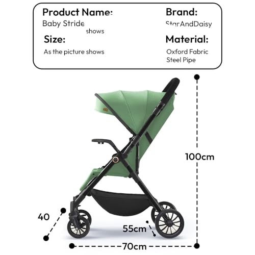 StarAndDaisy Stroller for Baby Boy Girl 0 to 5 Years/Foldable Baby Stroller Light Weight with Multi-Level Seat Recline, 5 Point Safety Belt, Pram for Kids-Green - Image 5