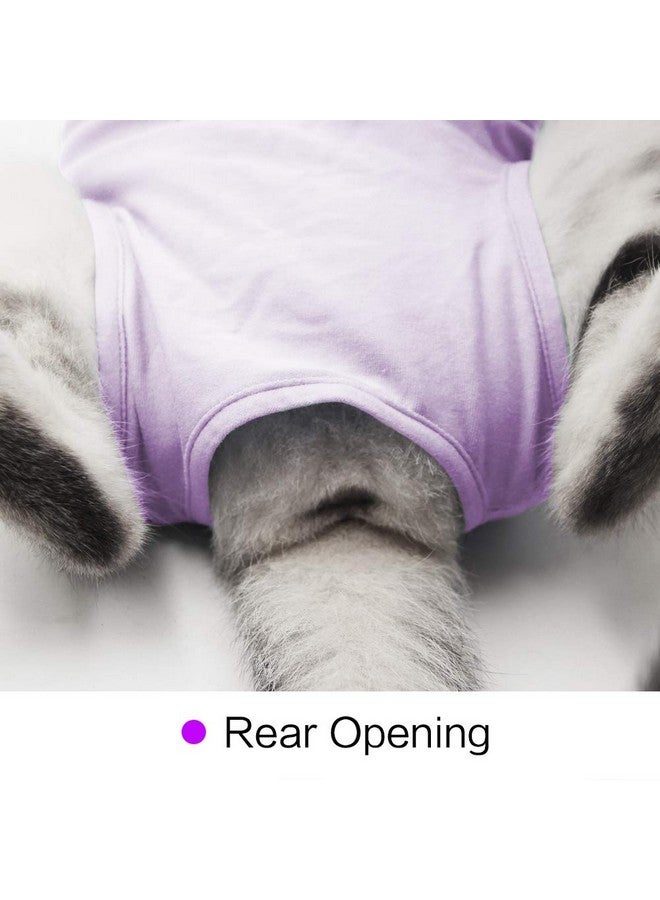 oUUoNNo oUUoNNo Cat Wound Surgery Recovery Suit for Abdominal Wounds or Skin Diseases, After Surgery Wear, Pajama Suit, E-Collar Alternative for Cats (M, Purple)  - Image 4