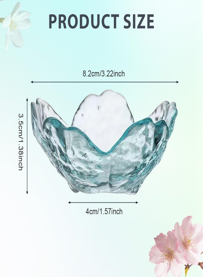 VANTOBEST Blue Flower Glass Ring Dish Jewelry Tray Crystal Trinket Holder for Nightstand Bathroom Decor Gift 8.2x3.5CM - Image 2