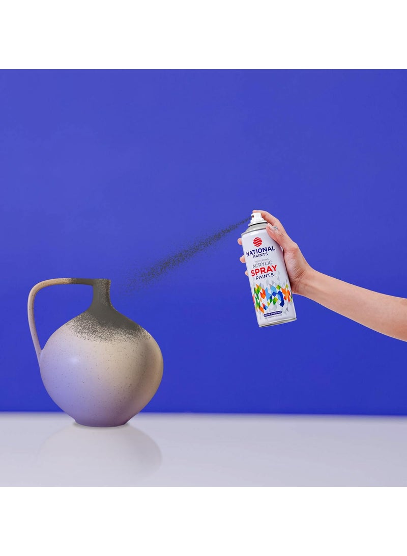 NATIONAL PAINTS طلاء أكريليك رذاذ أسود لامع 400 مل - سريع الجفاف، إنهاء للاستخدام على أسطح متعددة - Image 3