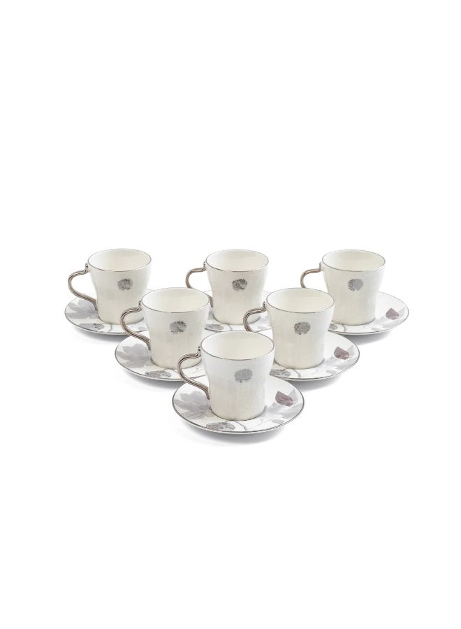 Porcelain Tea Set 12 Pcs From Marisella - Grey + Silver - Image 2