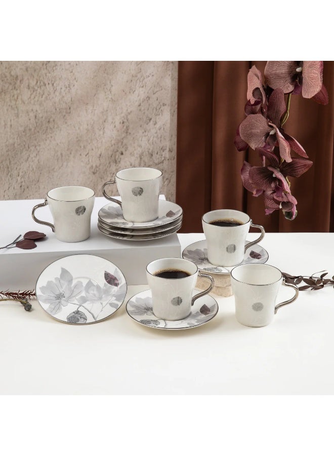 Porcelain Tea Set 12 Pcs From Marisella - Grey + Silver - Image 5