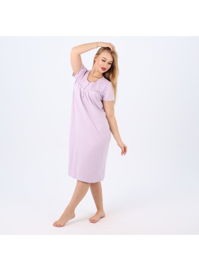 zecotex  Women's Cotton Embroidered Nightgown | Short Sleeve Sleep Dress with Button Front | Soft & Breathable Plus Size Nightwear (M–5XL)  - Image 2