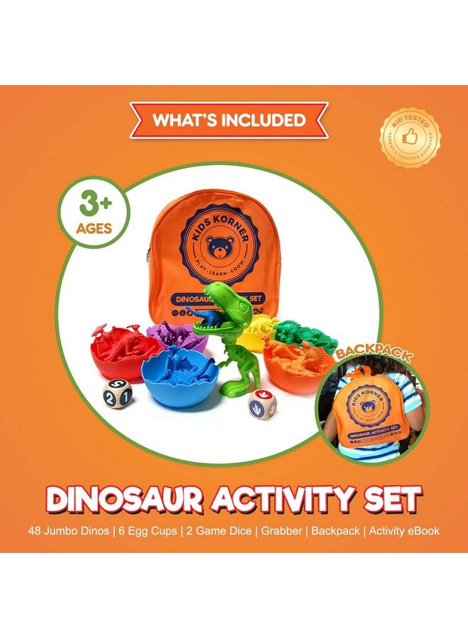 Jumbo Sorting & Counting Dinosaurs Matching Game Educational Dinosaur Toys For 2 3 4 5 Year Olds With 54 Math Manipulatives, Dino Grabber, Toddler Games Dice, Toy Storage & Kids Activities Ebook - Image 3