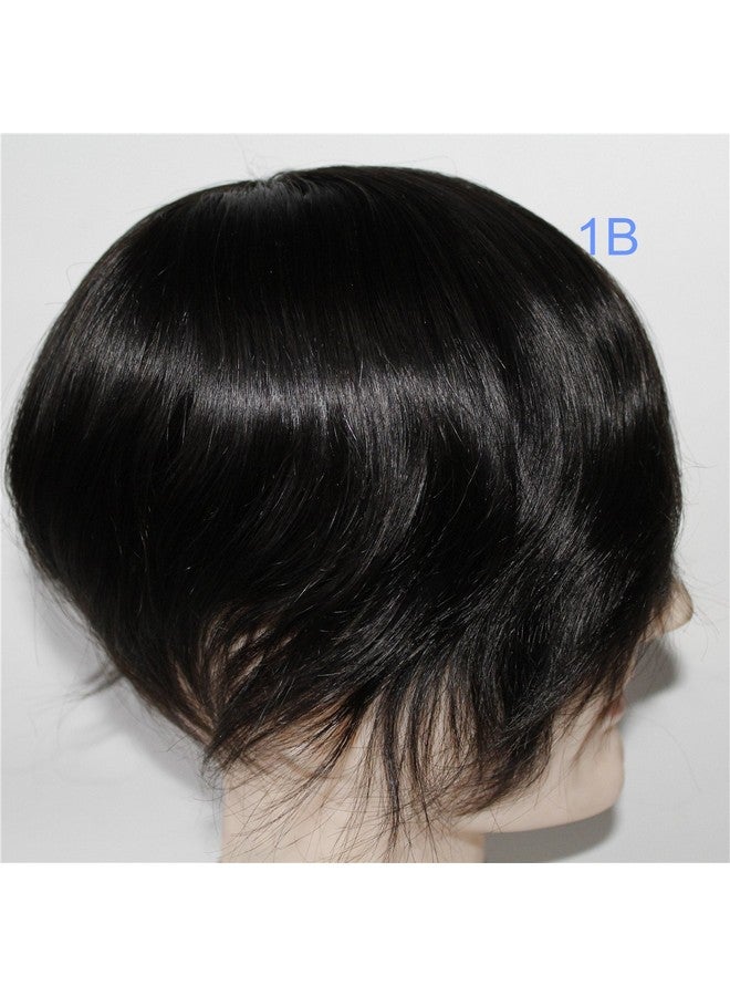 Lumeng Hair Pieces And Wigs Human Hair Men Toupee Mono Lace With Npu Around Lace Systems Size 7X9 Inch 6''Length 1B … - Image 2