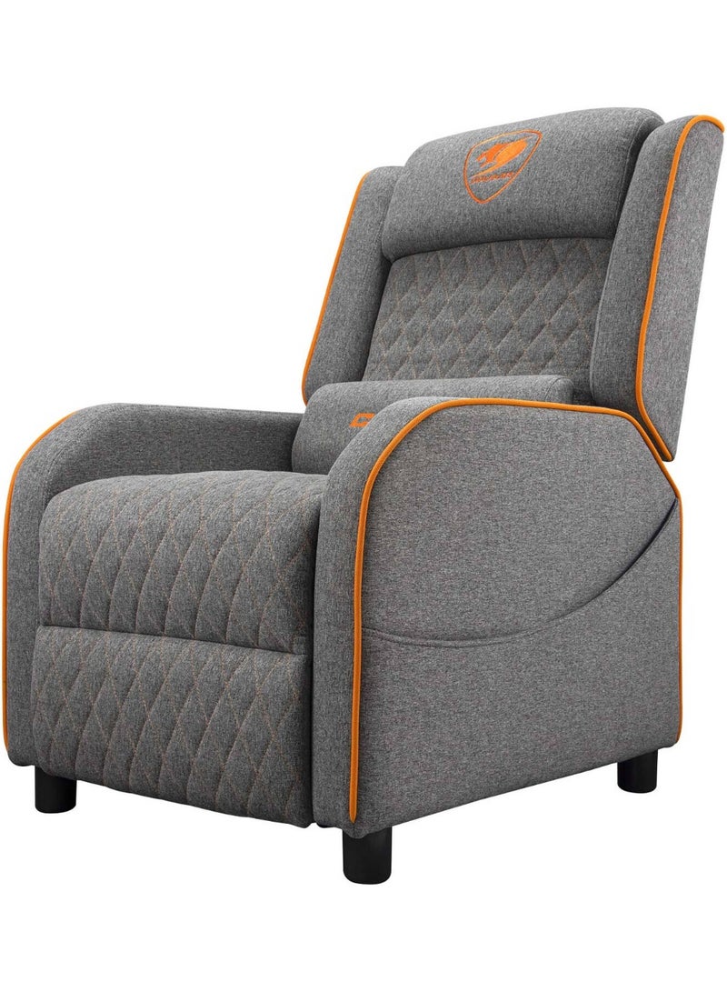 كوجار كرسي الألعاب Cougar Ranger One – رمادي/برتقالي، قماش لينين صناعي قابل للتنفس، مسند ظهر قابل للتعديل، جيب جانبي، وسائد للرأس والظهر، يتحمل حتى 150 كجم | 3MRAOGRA.0001 - Image 3