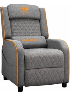Cougar Cougar Ranger One Gaming Recliner Chair – Gray/Orange, Breathable Linen-Feel Fabric, Adjustable Backrest, Side Pocket, Neck & Lumbar Support Cushions, 150kg Capacity | 3MRAOGRA.0001  - Image 1