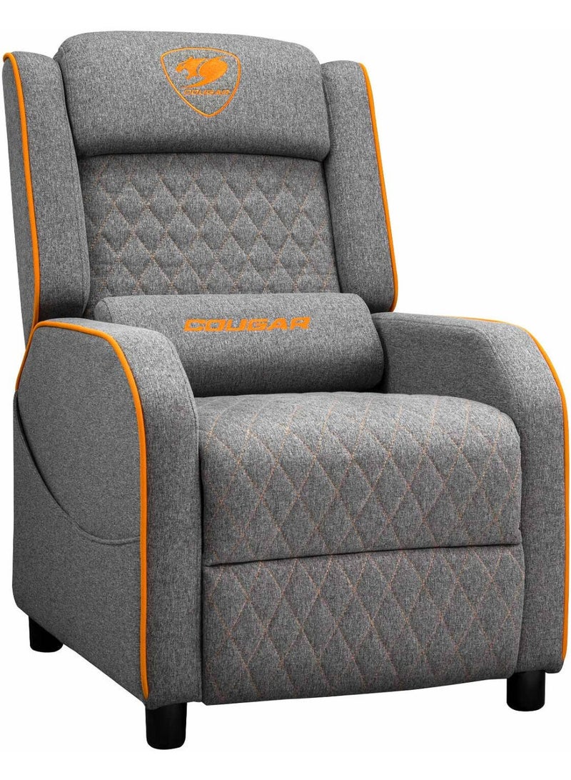 كوجار كرسي الألعاب Cougar Ranger One – رمادي/برتقالي، قماش لينين صناعي قابل للتنفس، مسند ظهر قابل للتعديل، جيب جانبي، وسائد للرأس والظهر، يتحمل حتى 150 كجم | 3MRAOGRA.0001 - Image 1