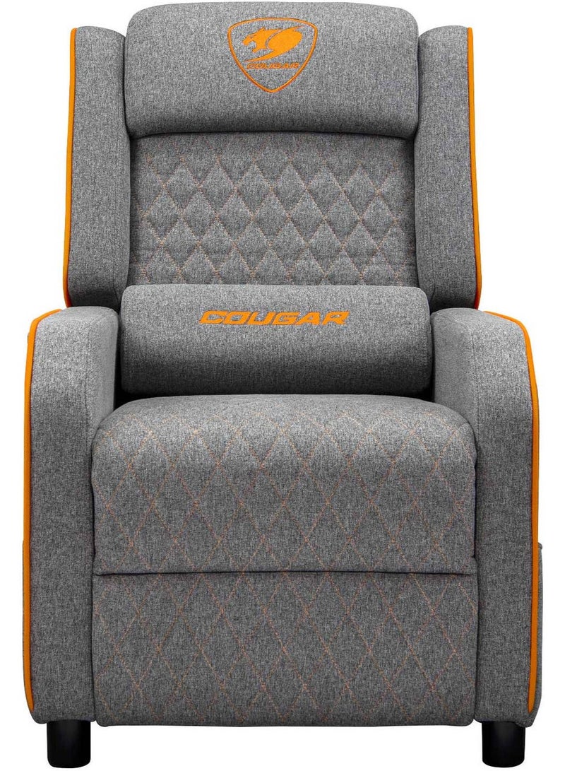 كوجار كرسي الألعاب Cougar Ranger One – رمادي/برتقالي، قماش لينين صناعي قابل للتنفس، مسند ظهر قابل للتعديل، جيب جانبي، وسائد للرأس والظهر، يتحمل حتى 150 كجم | 3MRAOGRA.0001 - Image 2