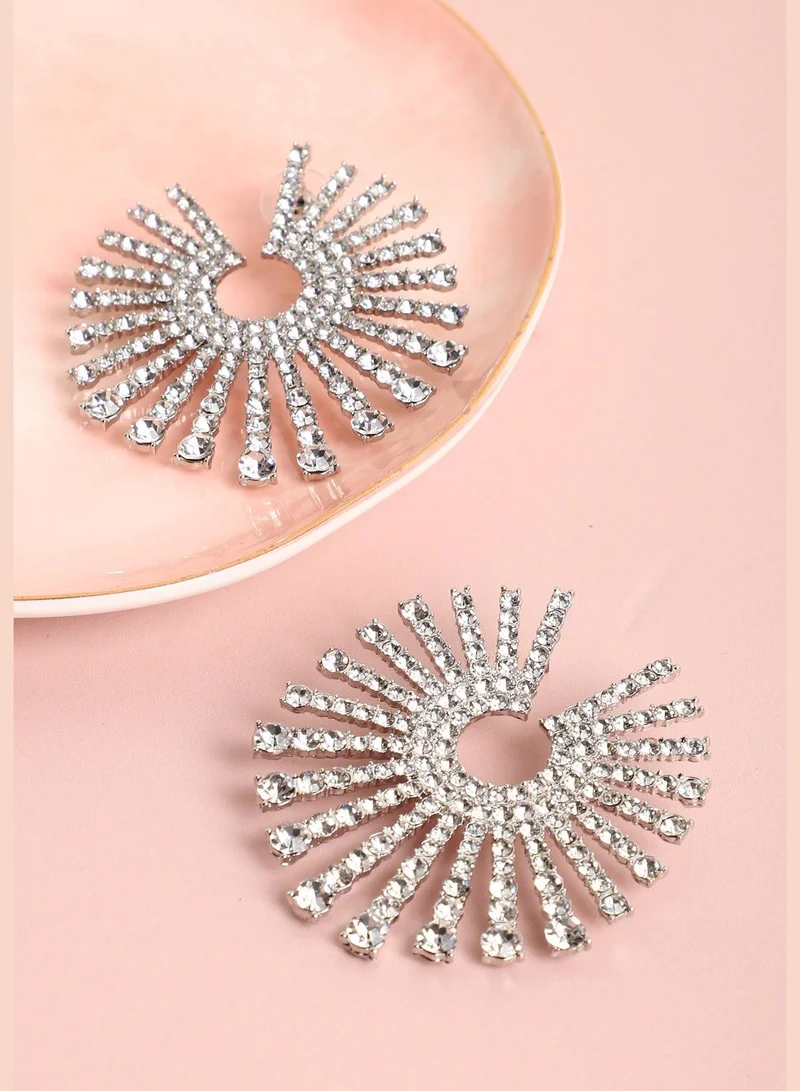 SOHI Silver Plated Designer Stone Stud