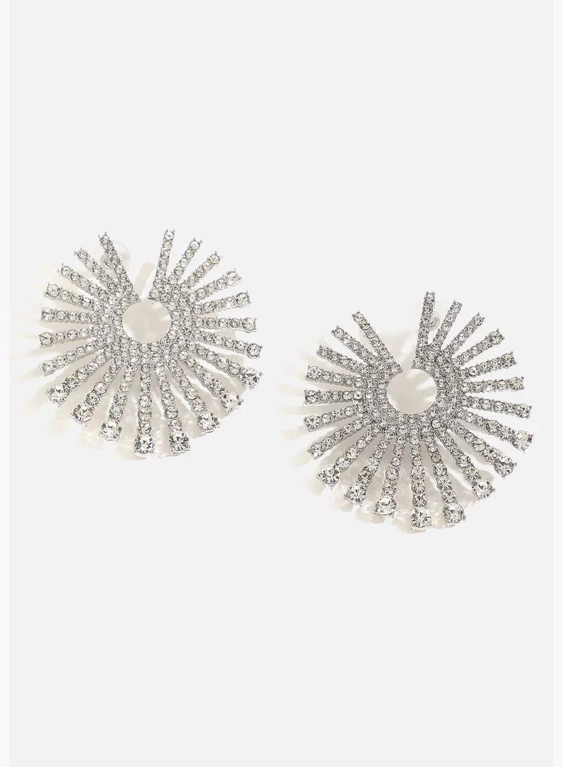 SOHI Silver Plated Designer Stone Stud