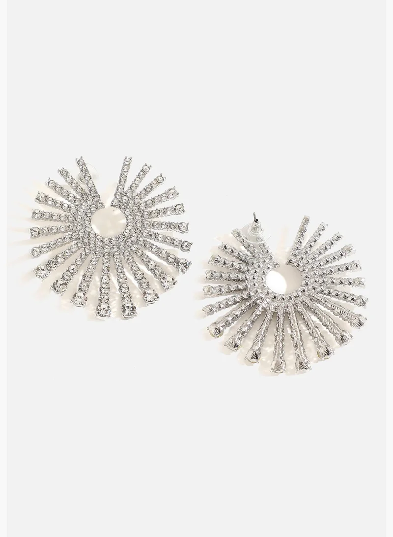 SOHI Silver Plated Designer Stone Stud