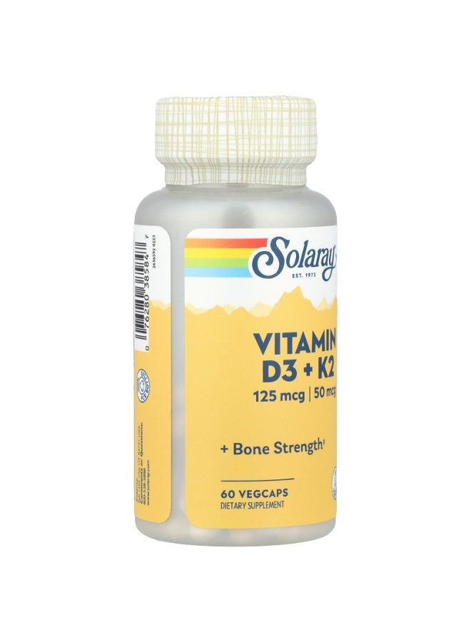 SOLARAE Vitamin D3 + K2, 60 VegCaps - Image 3