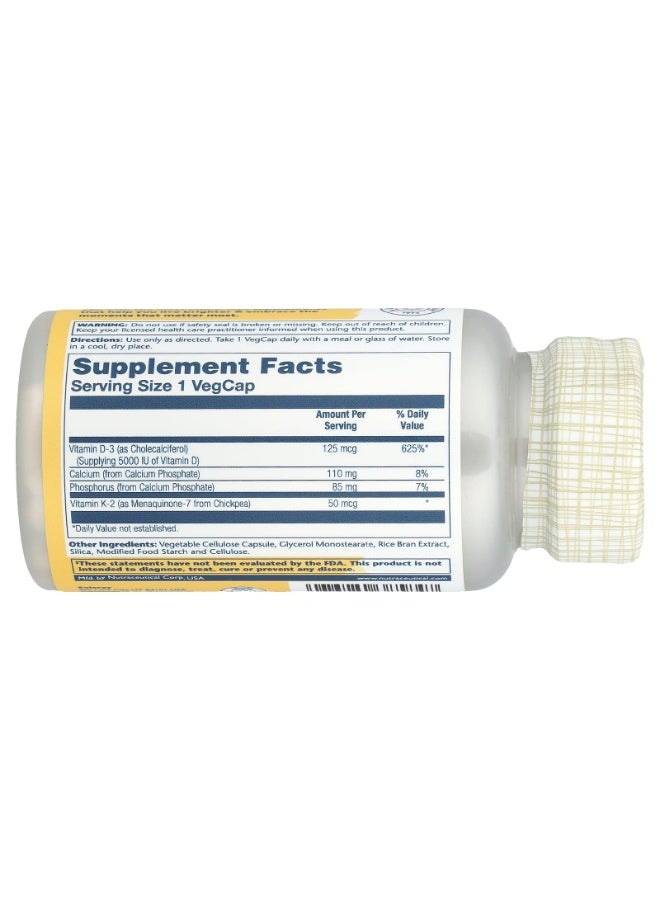 SOLARAE Vitamin D3 + K2, 60 VegCaps - Image 2