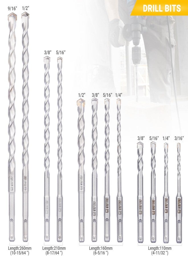 TGFTGF 17-Piece SDS Plus Rotary Hammer Drill Bits and Chisel Set, YG8C Carbide Tips, SDS Plus Bits, Masonry Drill Bit Set for Concrete, Brick and Stone, with Storage Case, Ideal Tool for DIY, Home - Image 2