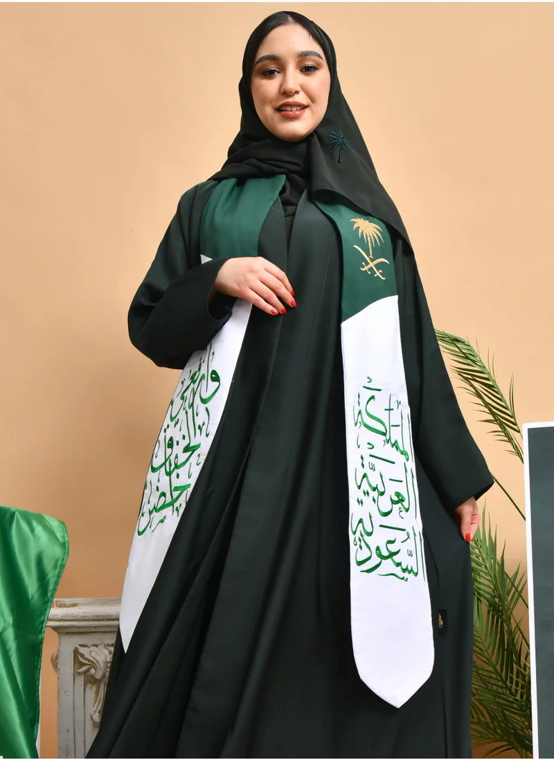 HAWRAA ABAYA Saudi Arabia scarf with embroidery of the national anthem