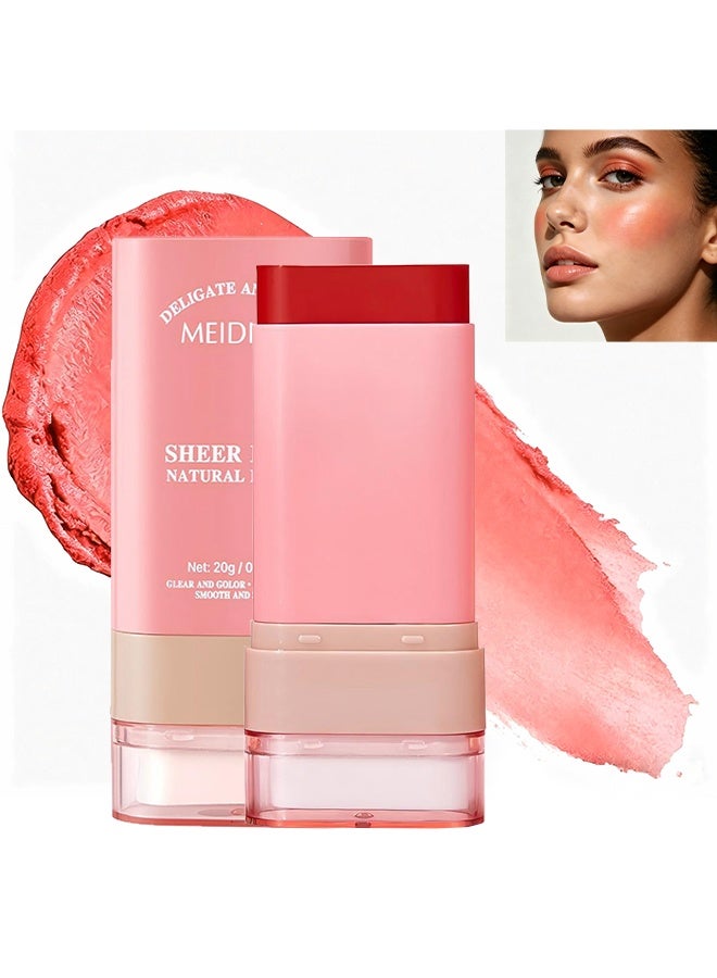 Meidián Sheer Pink Natural Blush,2-in-1 Blush Cream for Cheeks & Lip, Face Matte Contour Blush Makeup, Tinted Solid Stick with Long Lasting, Nude Makeup Multi-Use Color Stick Creamy Blush,02# - Image 1