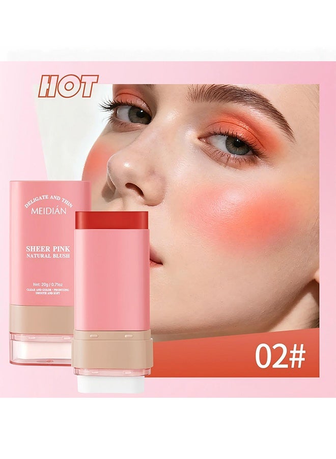 Meidián Sheer Pink Natural Blush,2-in-1 Blush Cream for Cheeks & Lip, Face Matte Contour Blush Makeup, Tinted Solid Stick with Long Lasting, Nude Makeup Multi-Use Color Stick Creamy Blush,02# - Image 2