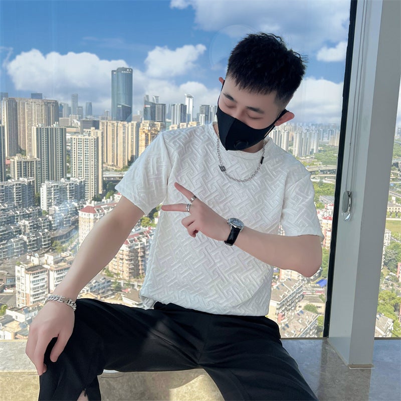 Home Figure New Fashion Hong Kong Style Ins Youth Popular Men'S Summer T-Shirt Solid Color Fashion Fashion Brand Short Sleeve Round Neck Trend - Image 5