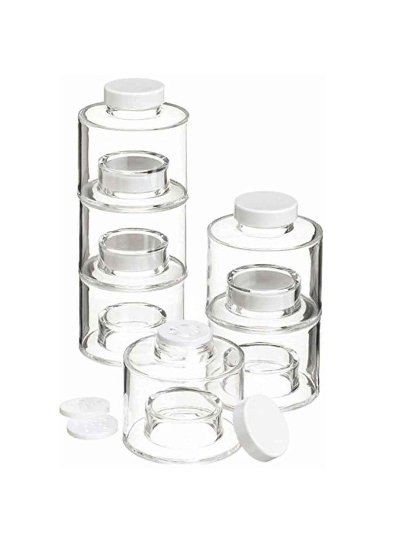 Ostin Acrylic Transparent Spice Tower Container Set 6 Bottle Stackable Spice Rack Carousel Spice Tower Space Saving Kitchen Spice Jars Herbs Condiments Spices Seasoning Box Jars with Lids