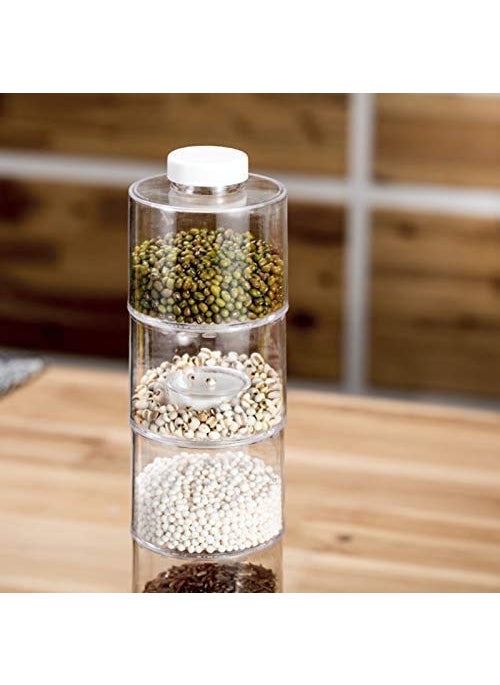 Ostin Acrylic Transparent Spice Tower Container Set 6 Bottle Stackable Spice Rack Carousel Spice Tower Space Saving Kitchen Spice Jars Herbs Condiments Spices Seasoning Box Jars with Lids