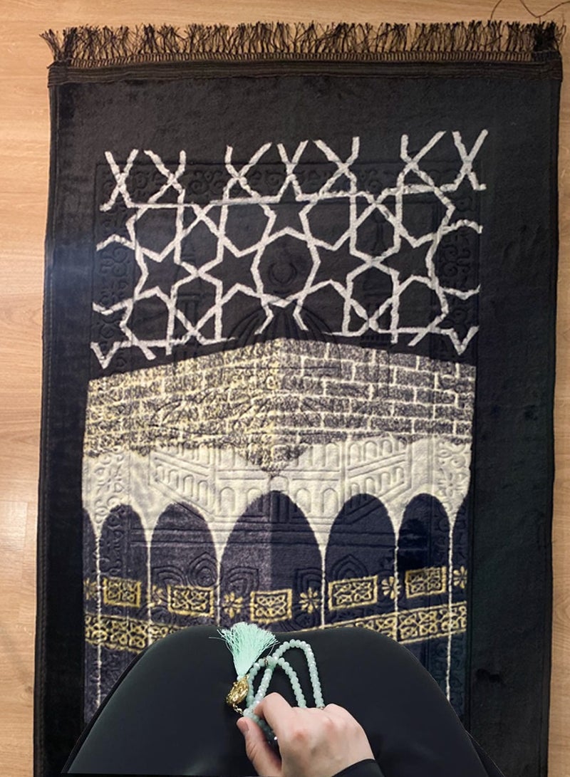 ISHWAZ Prayer mat of Kaaba shape premium quality specially designed so it will comfort you while praying  - Image 4