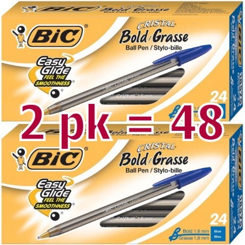 Bic Value Pack of 48 BIC Cristal Bold 16mm Ball Pen Blue 48ct MSBP241BE - Image 1