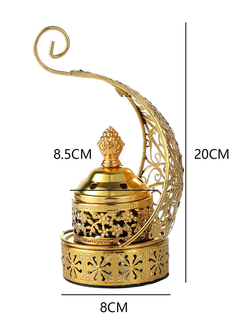 مذبحة عود ذهبية بالشكل الهلالي المفرز بالتفاصيل الدقيقة - مذبحة رائحة عطرية أنيقة للتأمل وديكور المنزل - Image 4