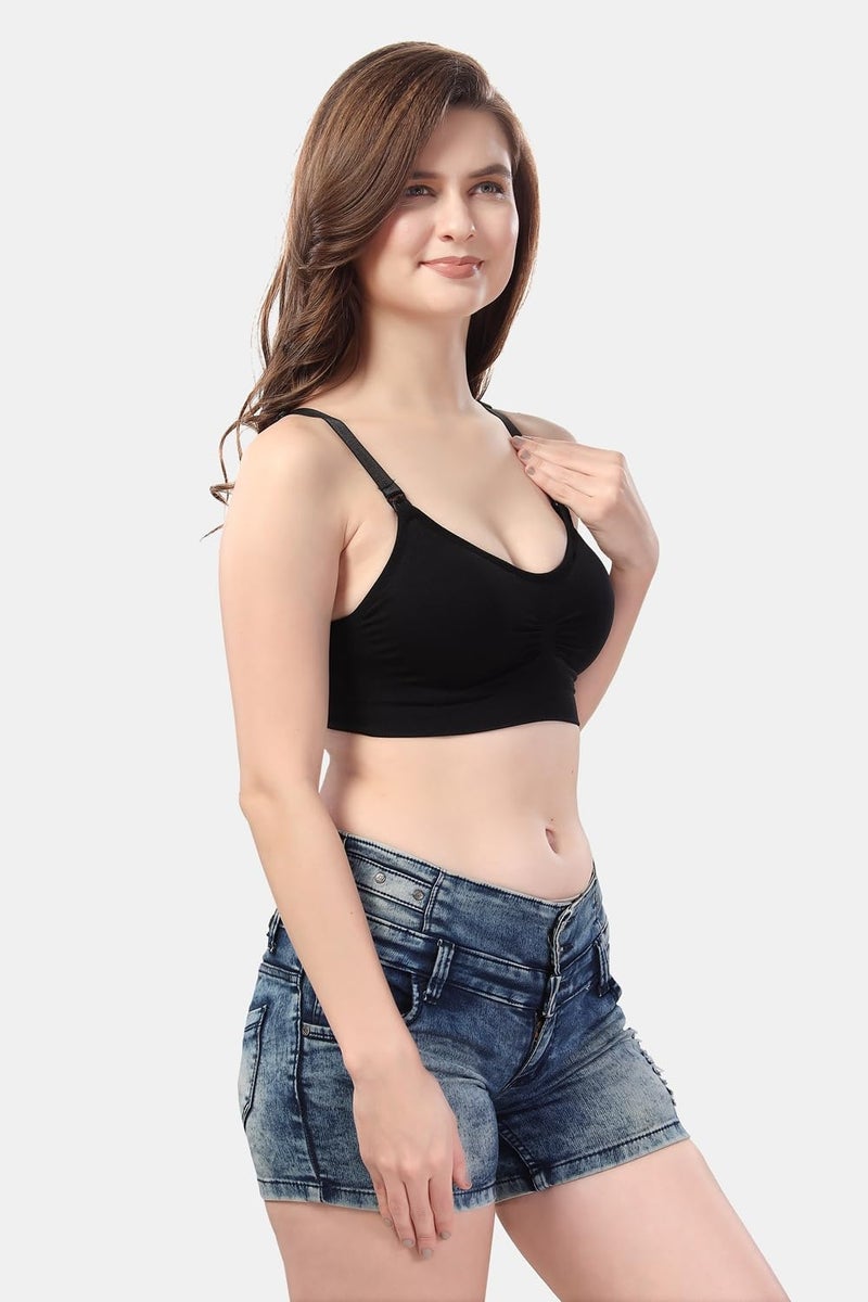 Fabme Women's Nylon, Spandex Padded Wire Free Molded Bra (BR0278_Black_X-Large_Black_XL) - Image 4