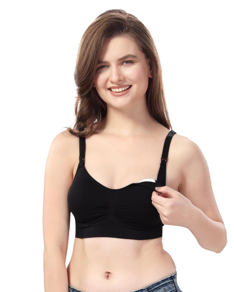 Fabme Women's Nylon, Spandex Padded Wire Free Molded Bra (BR0278_Black_X-Large_Black_XL) - Image 1