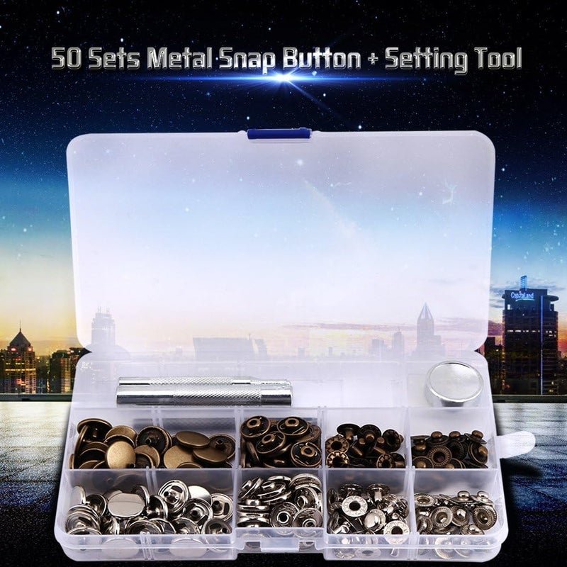 klarako 50 Sets Mixed Press Stud Snap Buttons with Tool, Snap Fasteners Kit for Clothing Jackets Jeans Bags Straps Sewing Projects Repair 831#15mm (Silver+Bronze) - Image 3