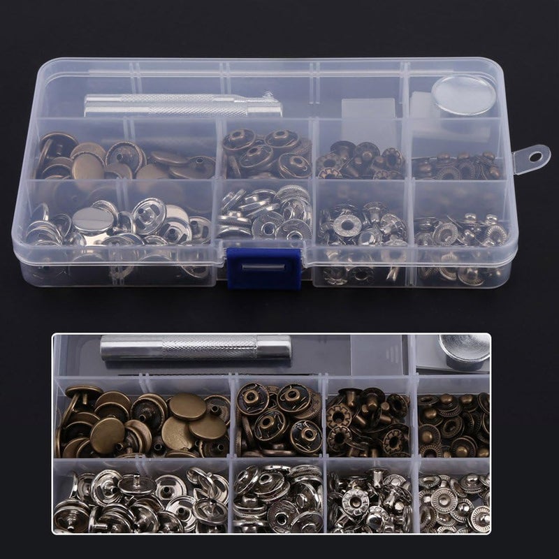 klarako 50 Sets Mixed Press Stud Snap Buttons with Tool, Snap Fasteners Kit for Clothing Jackets Jeans Bags Straps Sewing Projects Repair 831#15mm (Silver+Bronze) - Image 4