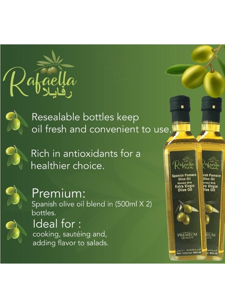 Rafaella Spanish Pomace Olive Oil Blended with Extra Virgin Olive Oil 2 x 500ml - Image 2