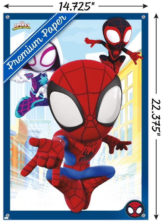 Trends International Marvel Spidey And His Amazing Friends - Group Wall Poster, 14.725" x 22.375", Premium Poster & Push Pin Bundle - Image 3
