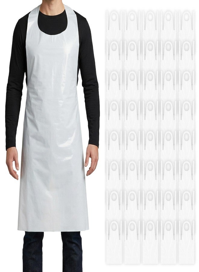 Xpose Safety 24"x48" Heavy Duty Disposable Plastic Aprons – 4 Mil Waterproof & Tear-Resistant, White – Pack of 50 - Image 1
