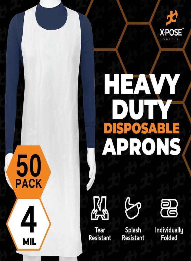 Xpose Safety 24"x48" Heavy Duty Disposable Plastic Aprons – 4 Mil Waterproof & Tear-Resistant, White – Pack of 50 - Image 3