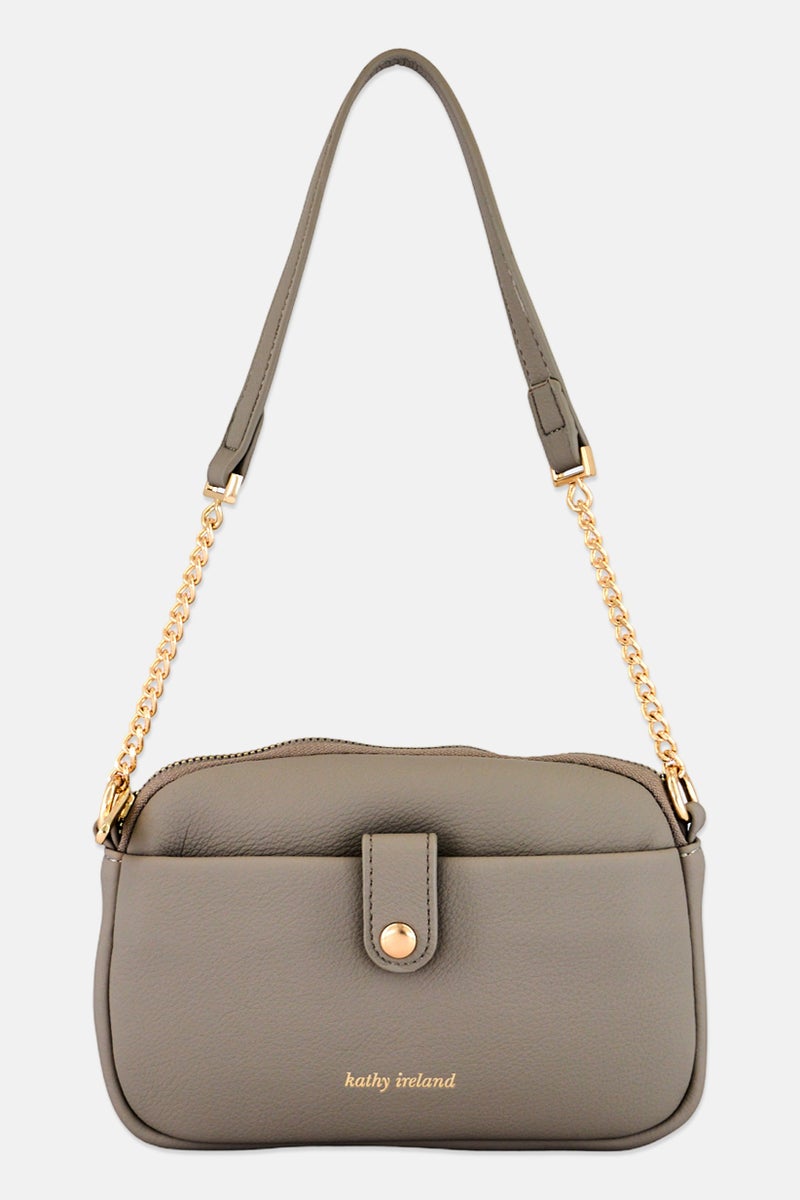 Kathy Ireland Women Brand Logo Sling Bag, Grey - Image 1