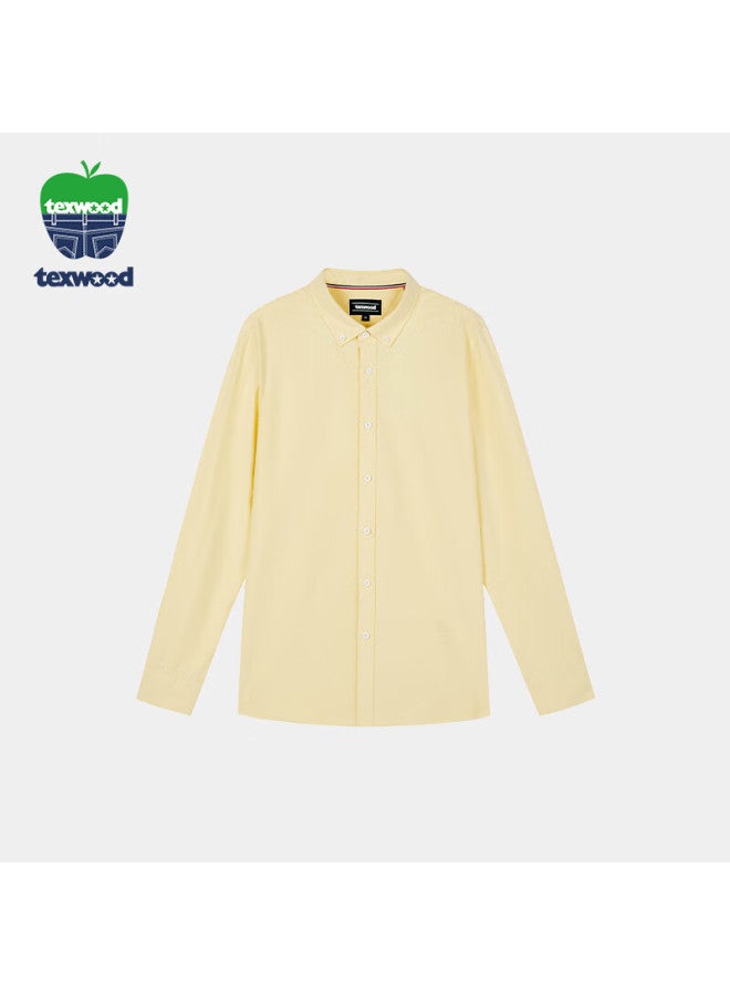 Texwood Deshi Active Apple Standard Fit Pure Cotton Spring Youth Casual Long Sleeve Shirt Men Yellow XL - Image 1