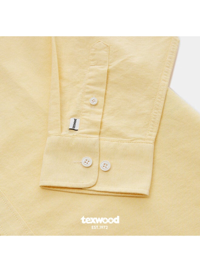 Texwood Deshi Active Apple Standard Fit Pure Cotton Spring Youth Casual Long Sleeve Shirt Men Yellow XL - Image 3