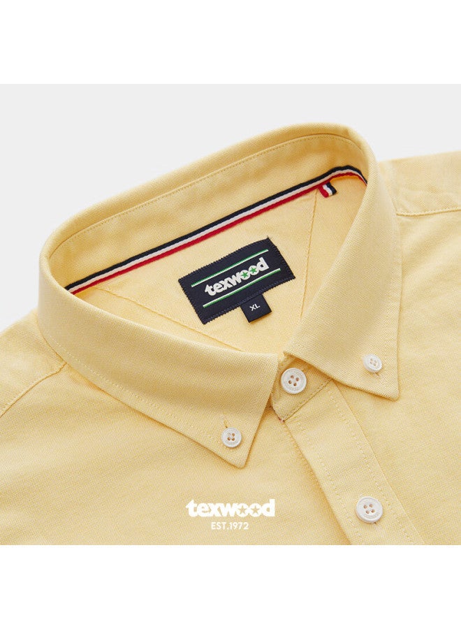 Texwood Deshi Active Apple Standard Fit Pure Cotton Spring Youth Casual Long Sleeve Shirt Men Yellow XL - Image 2