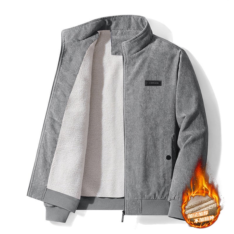 جاكيت رجالي عصري وأنيق من قماش الكوردuroy لفصل الخريف والشتاء، جاكيت كاجوال للرجال مع فرو الحمل الاختياري لفصل الربيع والخريف والشتاء - Image 1