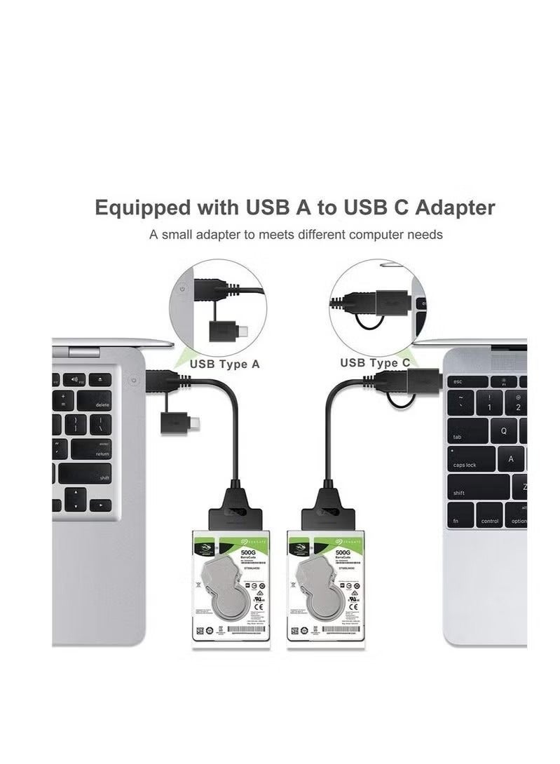 USB 3.0 & Type-C 3.0 to SATA Hard Drive Adapter Cable – Dual Interface External HDD/SSD Converter for 2.5"/3.5" SATA Drives, Optical Drives – Plug & Play, 5Gbps, LED Indicator, OTG Support, DC Power Port – Compatible with Windows/macOS/Linux - Image 3