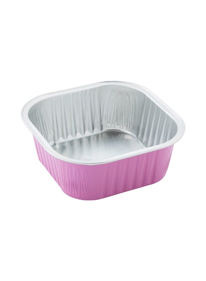 Restaurantware 10 Ounce Disposable Ramekins, 100 Square Creme Brulee Disposable Cups - Oven-Safe, For Cupcakes And Muffins, Pink Aluminum Disposable Baking Cups, Freezer-Safe, Lids Sold Separately - Image 1