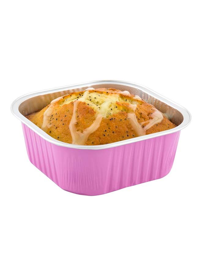 Restaurantware 10 Ounce Disposable Ramekins, 100 Square Creme Brulee Disposable Cups - Oven-Safe, For Cupcakes And Muffins, Pink Aluminum Disposable Baking Cups, Freezer-Safe, Lids Sold Separately - Image 4