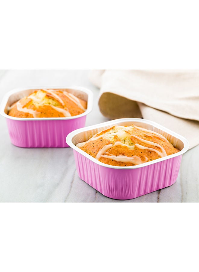 Restaurantware 10 Ounce Disposable Ramekins, 100 Square Creme Brulee Disposable Cups - Oven-Safe, For Cupcakes And Muffins, Pink Aluminum Disposable Baking Cups, Freezer-Safe, Lids Sold Separately - Image 5