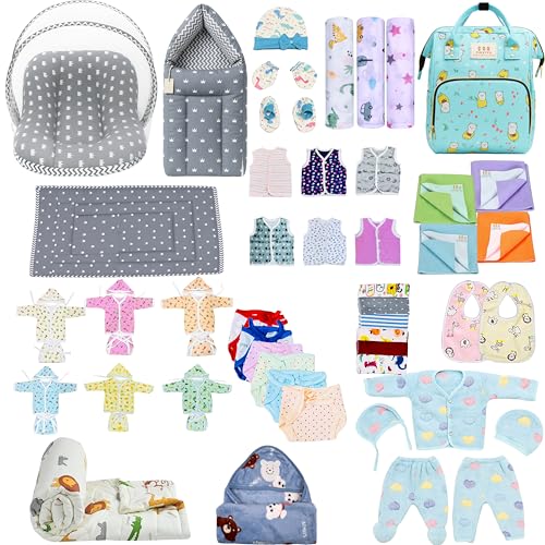 Infantbond New Born Baby Monsoon and SEMI Winter Season Hospital Essentials 73 in 1 (0-6 Months) Nursery Bag (Crown Grey) - Image 1