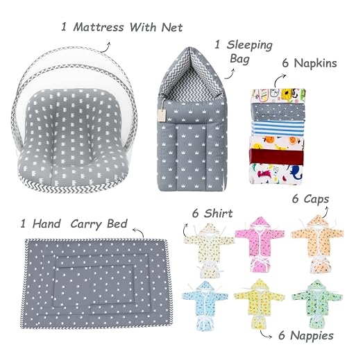 Infantbond New Born Baby Monsoon and SEMI Winter Season Hospital Essentials 73 in 1 (0-6 Months) Nursery Bag (Crown Grey) - Image 2
